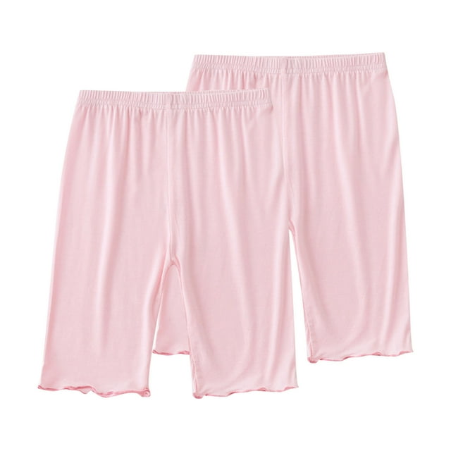Odeerbi 2-13 Años Niñas 2 Pcs Modal Bike Shorts Cintura Alta Seguridad Bajo Vestido Slip Shorts Yoga Dance Shorts Verano Bermudas Shorts Pantalones de Color Sólido