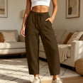 thumbnail image 6 of Nfurl Barrel Sweatpants Women Casual Drawstring Elastic Waist Wide Leg Baggy Sweatpant with Pockets Comfy Lounge Pants Fall Winter Sweat Pants Coffee,XXL, 6 of 7