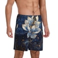 thumbnail image 6 of Mens Pajama Shorts, Blue Golden Dream Lotus Sleep Shorts Men Pajama Bottoms Lounge PJ Shorts with Pockets, 6 of 6