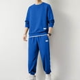 thumbnail image 2 of Gubotare Men Tracksuit Men's 2 Piece Sweatsuits Outfits Casual Crewneck Jacquard Sweatshirt Joggers Sweatpants Set Tracksuit (Blue,XL), 2 of 4