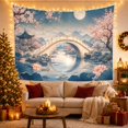 thumbnail image 3 of Moonlit Stone Arch Bridge Over Calm Water, Serene Japanese Inspired for Nature Lovers, Traditional Landscape Art Decor, Housewarming Gift Tapestry Wall Hanging for Bedroom and Living Room, 3 of 7