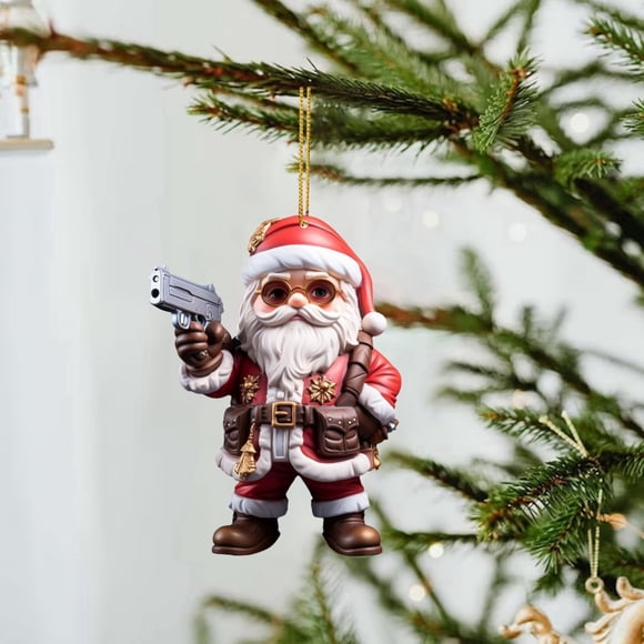 Christmas Gift Santa Christmas Tree Ornaments Machine Santa Nostalgic Retro Decorations Hanging Christmas Creative Funny Hanging Acrylic Vintage Christmas Decorations for Holiday Xmas Tree