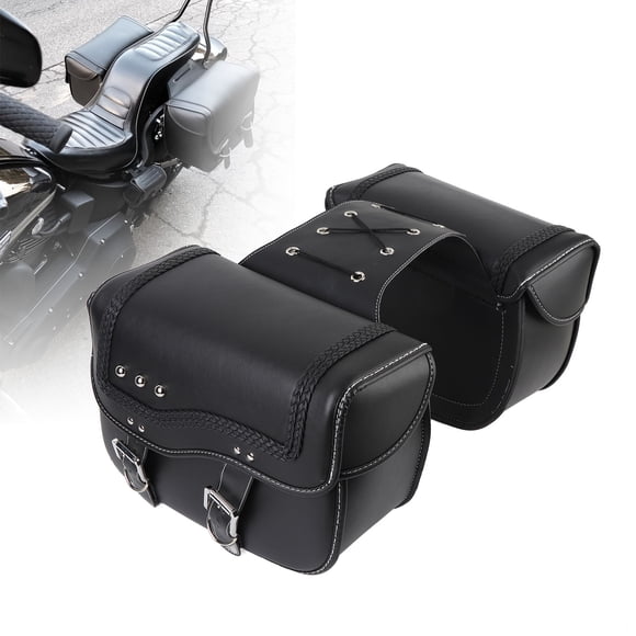 Motorcycle Side Bag, PU Leather 1 Pair Motorcycle Saddle Bag Universal Fit for Motorbikes