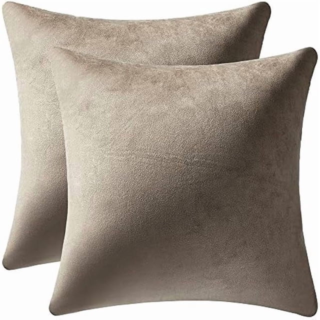 Chenchen Throw Pillow Covers 20x20 Taupe: Pack of 2 Cozy Soft Velvet Square Modern Luxury Decorative Throw Pillow Cases for Sofa Couch Living Room Bed Home Decor