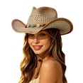 thumbnail image 3 of LILIYA Lightweight Western Cowboy Hat Breathable Wide Brim Sun Protection Adjustable Headwear for Summer Travel Vacation and Outdoor Activities, 3 of 5