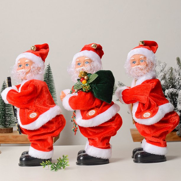 SUSUchens - Muñeco eléctrico de Papá Noel que hace twerking, muñeco de anciano que mueve las nalgas, figura navideña que baila, juguete musical navideño para suministros de fiesta, decoración