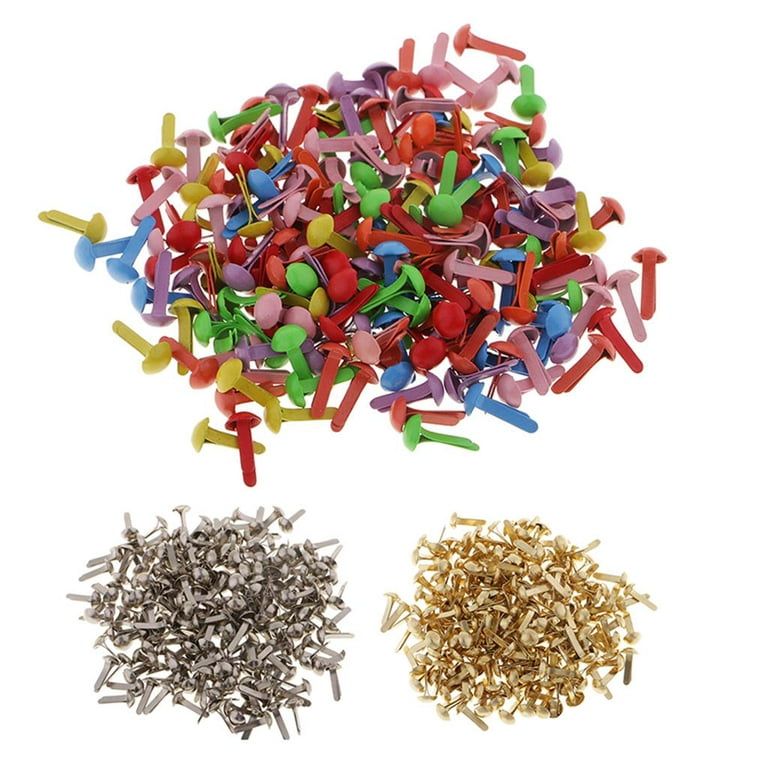100 Pack Metal Bunt Brads Pattern Clips DIY Mini Colorful Brads