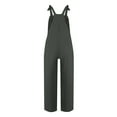 thumbnail image 5 of Wide Leg Overalls for Women Loose Fit Casual Sleeveless Linen Jumpsuit Tie Straps Bib Summer Rompers with Pockets Gray L, 5 of 8