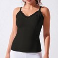 thumbnail image 4 of MOJOGO Cami Tops for Women Lace Trim V Neck Undershirts Slimming Sleeveless Tank Top Basic Layer Tops for Summer Spring Black M, 4 of 6