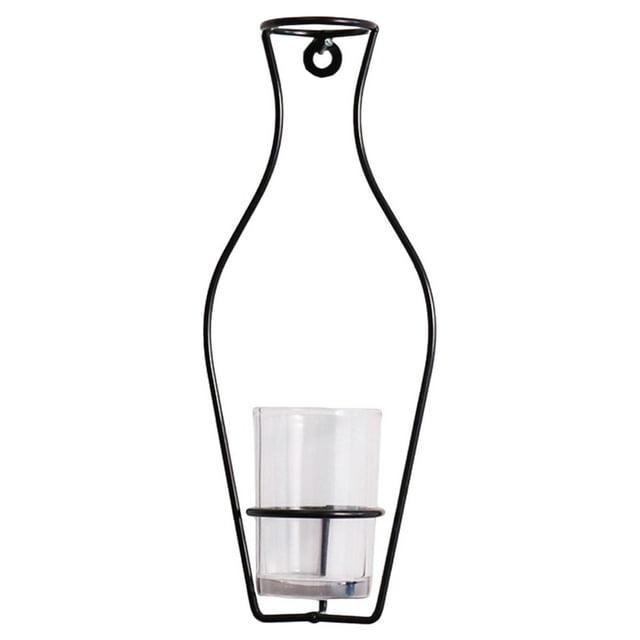 GUOOL Nordic Flower Vase Iron Stand Terrarium Container Plant Holder with Glass 26x10x6cm