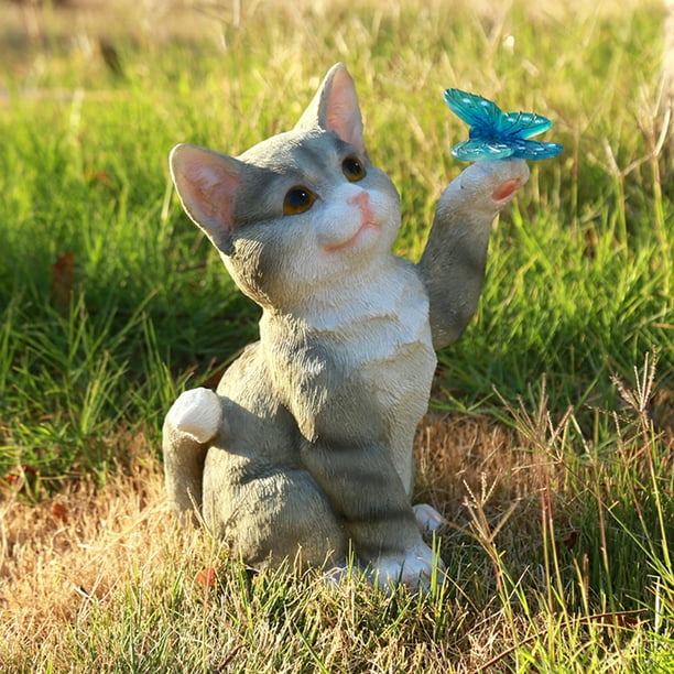 Lutabuo Figurines de chat solaires Art de statue de chats d