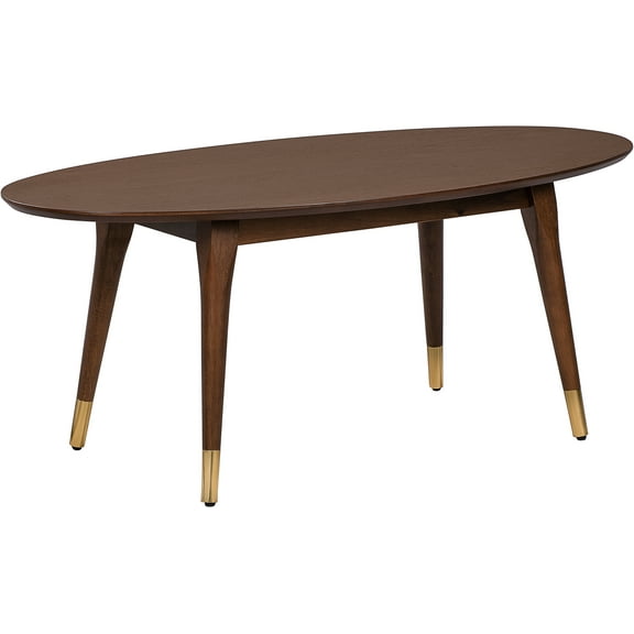Elle Decor Clementine Mid-Century Modern Living Room Furniture Collection with Brass Accents Assembly Required, Walnut Brown