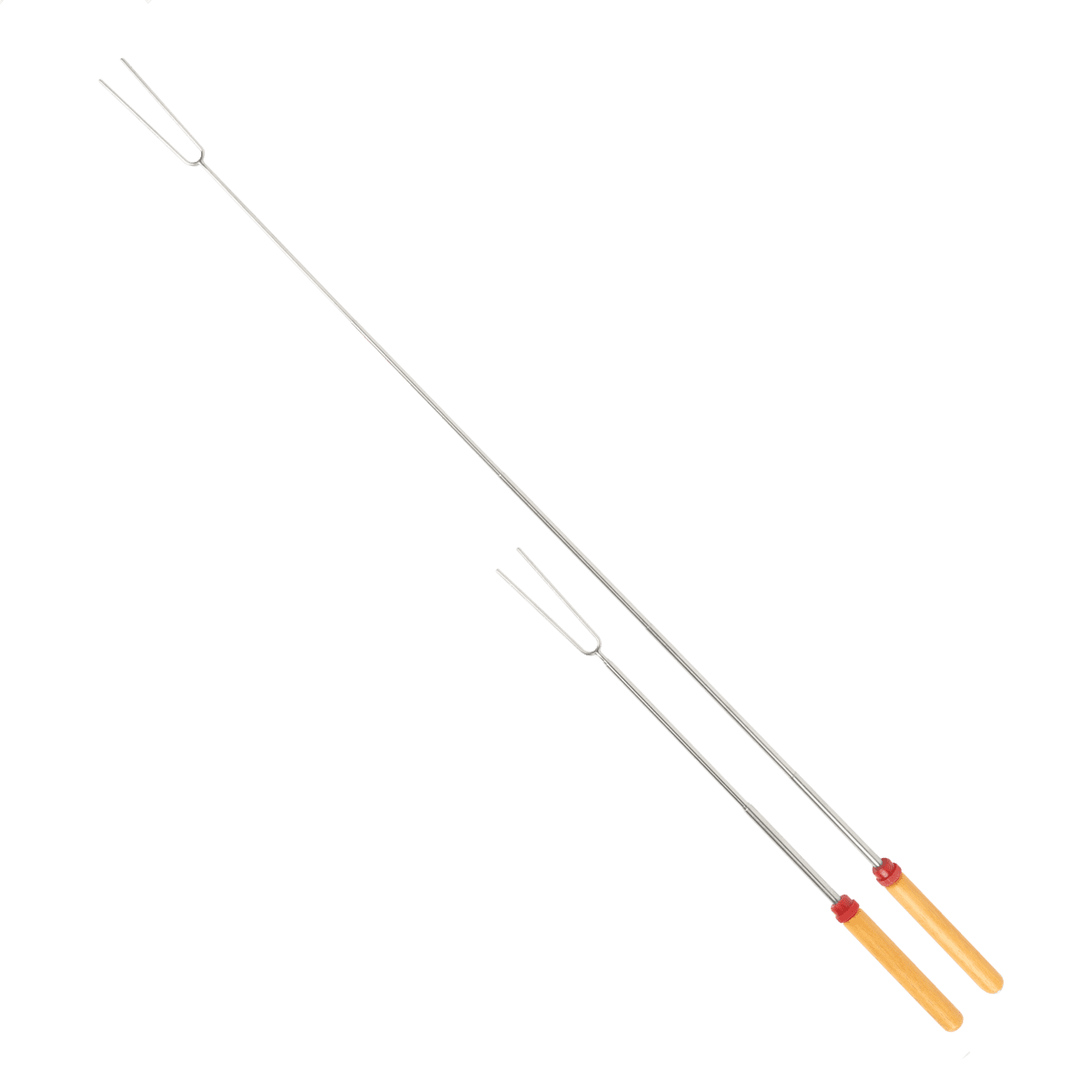 Fourche télescopique Coghlan – acier inoxydable 12,5–34 pouces extensible avec poignée en bois et rouleau
