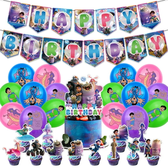 Birthday Party Supplies Set with Elio Themed, Including Happy Birthday Banners, Cupcake Toppers, Balloons, Party Decor Kit.