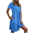 thumbnail image 1 of Ovzne Robes pour Femmes 2025 Robe de Plage Chemise de Nuit avec Poches Chemises de Nuit Manches Courtes Vêtements de Nuit Plissés devant Chemise de Nuit Col Rond Grande Taille Robe Manches Courtes Cl, 1 of 6
