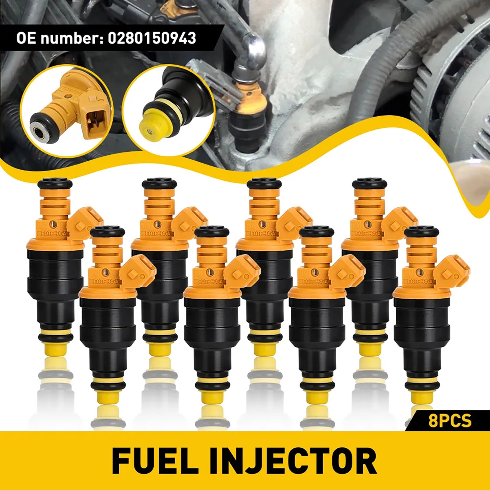 Precise 4-Hole Disc Fuel Injectors Engine Performance Accessories Part for Ford Vehicles, Pack of 8