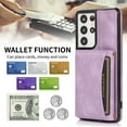 thumbnail image 6 of Allytech Slim Case for Samsung Galaxy S21 Ultra 5G 6.8 inch 2021, Premium PU Leather Flip Wallet Back Cover with Card Holder Magnetic Button Shockproof Men Women Case for Galaxy S21 Ultra, Purple, 6 of 6