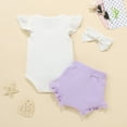 thumbnail image 2 of Dooleck Ribbed Baby Clothes Infant Ruffle Bodysuit Ruffle Bloomer Shorts Outfit Set, 2 of 8