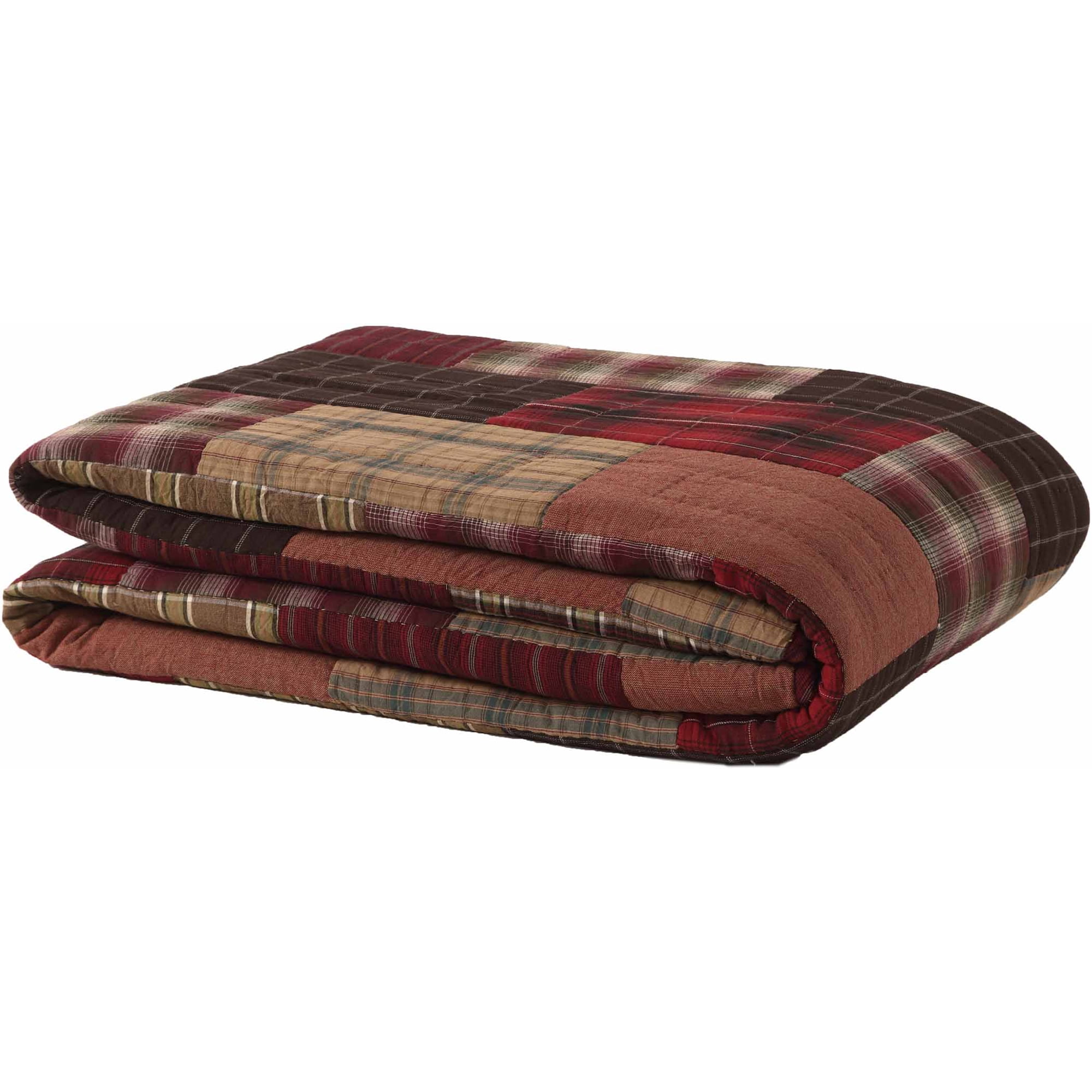 VHC Brands Wyatt Bedding Accessory, California King Quilt 130x115, Patchwork Tan