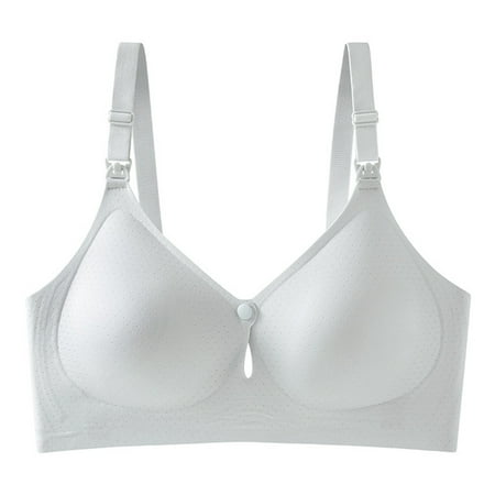 Bcresic on Sale Women Nursing Bras Maternity Bra for Breastfeeding Pregnancy Wireless Bralette Snap Closure Bandeau Revolution Straps Underwear for Mother Clearance Gray XX-Large