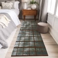 thumbnail image 5 of Misty Forest Washable Runner Rugs 2'x6', Wooden Window Forest Mountain Retro Tree Low Pile Throw Entryway Rug Non-Slip Sturdy Edge Binding Carpet for Indoor Bedside Entrance Bedside, 5 of 9