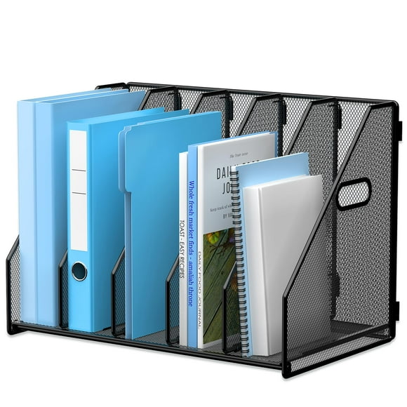 Organizador de escritorio MINDEPOT, revistero metálico, negro