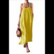 thumbnail image 2 of Vestido de Algodón de Verano para Mujer, Estilo Bohemio, Informal, con Tirantes Finos Ajustables, Espalda Descubierta y Volantes, Corte Holgado y Fluido. Amarillo XXL, 2 of 7