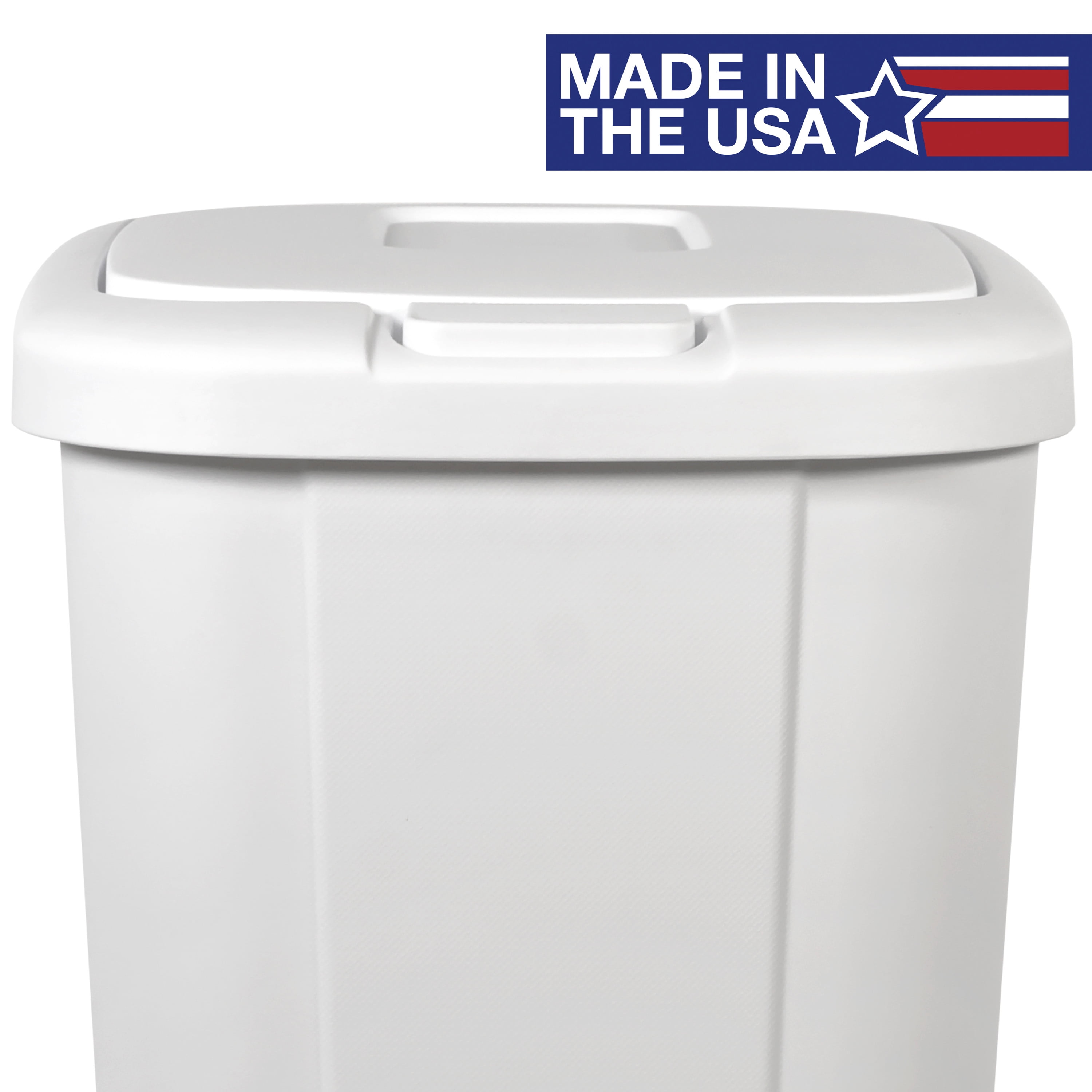 Hefty 13.3-gal Touch Lid Trash Can, White with Decorative Texture