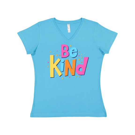Inktastic Be Kind Inspirational Quote in Color Women's V-Neck T-Shirt