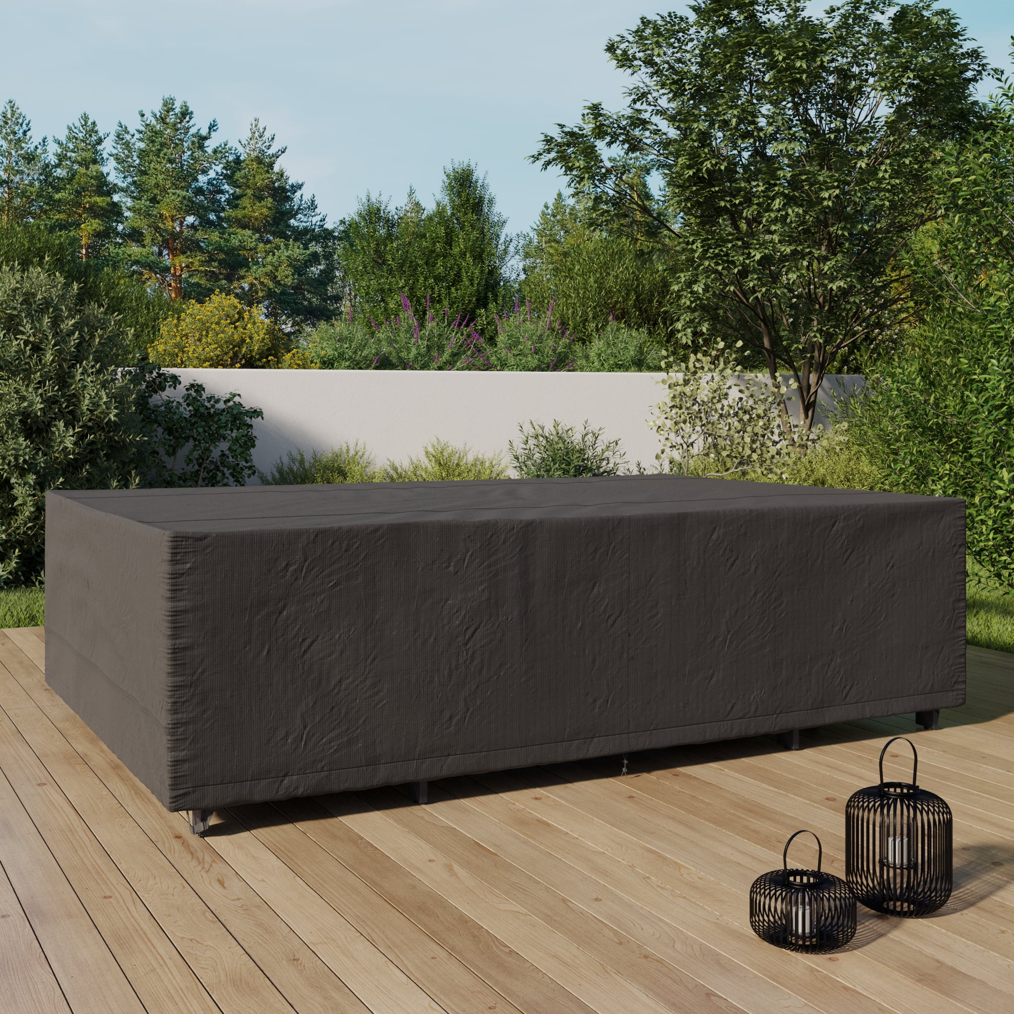 Mainstays 126" x 85" x 35" Black Large Universal Rectangular Patio Furniture Cover With Buckle Closures