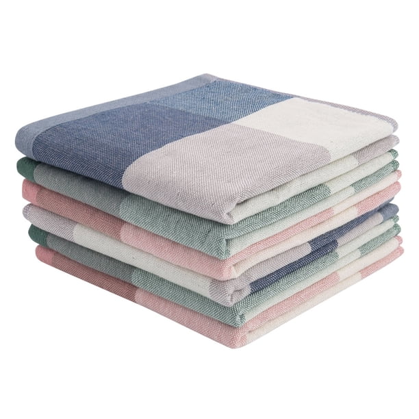 100% Algodón Cocina Plato Toallas 6 Paquete, Ultra Absorbente Cocina Paños, Tartán Té Toallas para Casa Cocinar Limpieza, Degradado Patrón Estilo Color mezclado