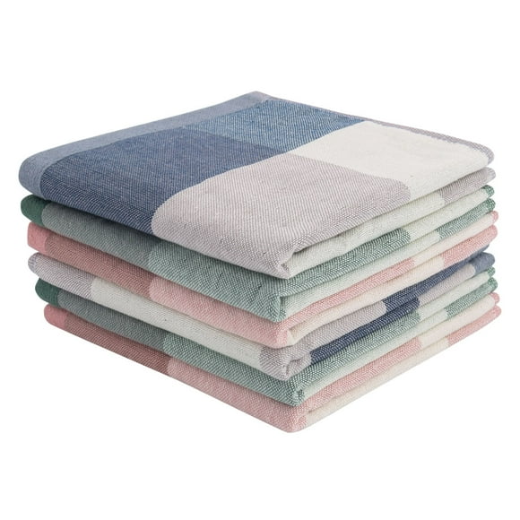 100% Algodón Cocina Plato Toallas 6 Paquete, Ultra Absorbente Cocina Paños, Tartán Té Toallas para Casa Cocinar Limpieza, Degradado Patrón Estilo Color mezclado