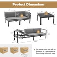 thumbnail image 4 of Costway Ensemble de Mobilier de Patio 3 Pcs en Aluminium pour Salon, Dossier Réglable, Fauteuil Inclinable, Sofa, Table, Coussin, 4 of 10
