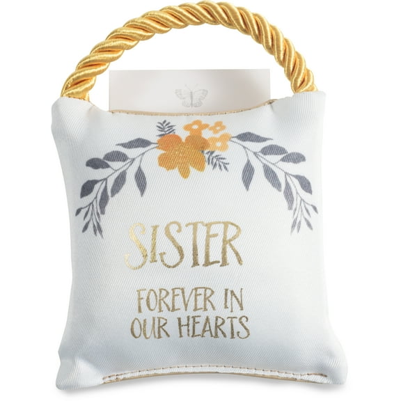 Pavilion Gift Company Sister Forever in Our Hearts 4.5" Memorial Pocket Pillow, 4.5 x 4.5 Inch, Gold