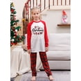 thumbnail image 2 of Christmas Family Pajamas Matching Set, Long Sleeve Letters Print T-shirt with Plaid Pants Sleepwear Loungewear, 2 of 6