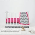 thumbnail image 2 of Bacati Ikat Dots chevron 3-Piece Crib Bedding Set - Pink Grey Girls, 2 of 7