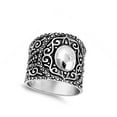 thumbnail image 4 of Antiqued Vintage Wide Boho Oval Bali Ring .925 Sterling Silver Band Jewelry Female Male Size 11, 4 of 4