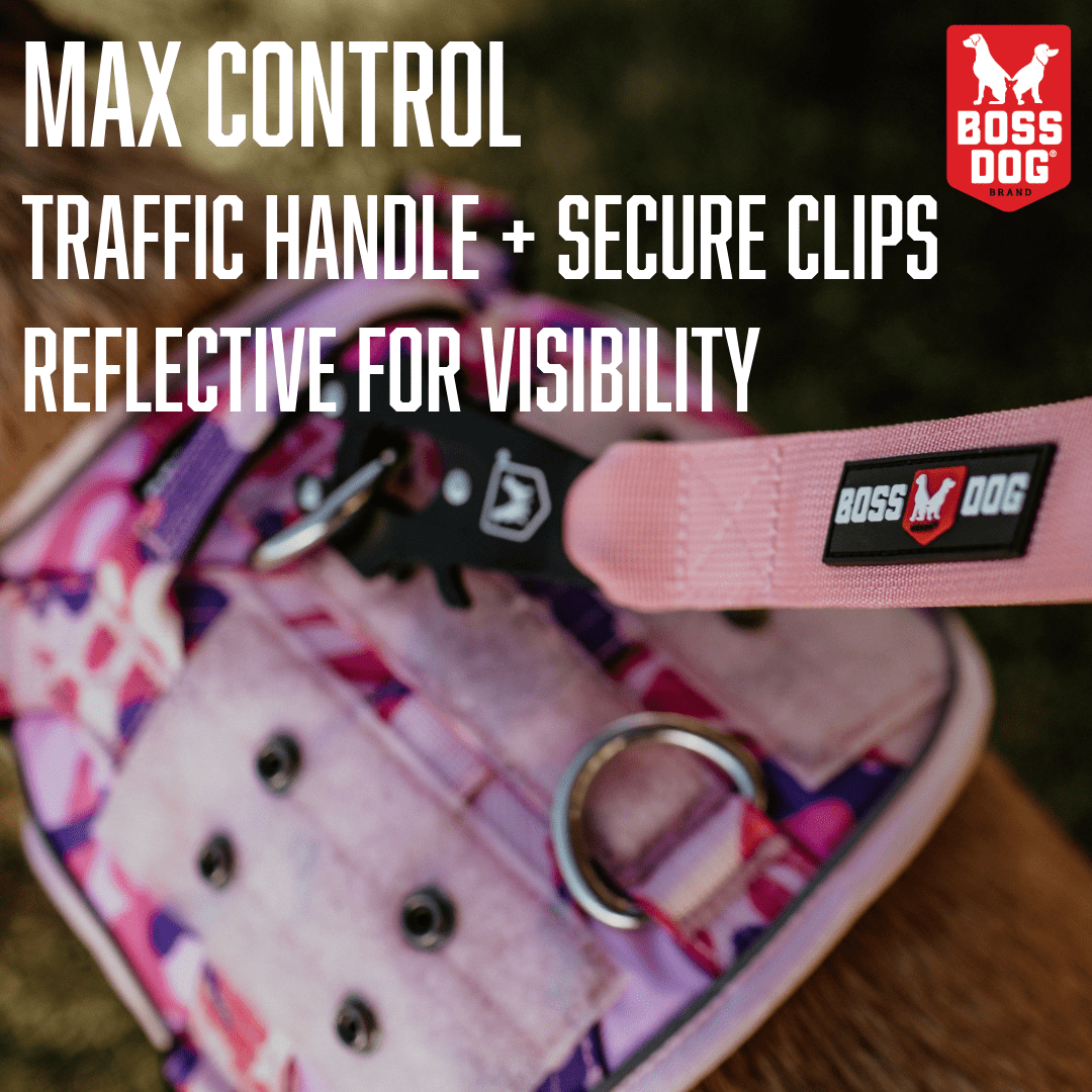 Boss Dog ProSeries Dog Harness No Pull Padded Reflective Durable Pink Camo, LG