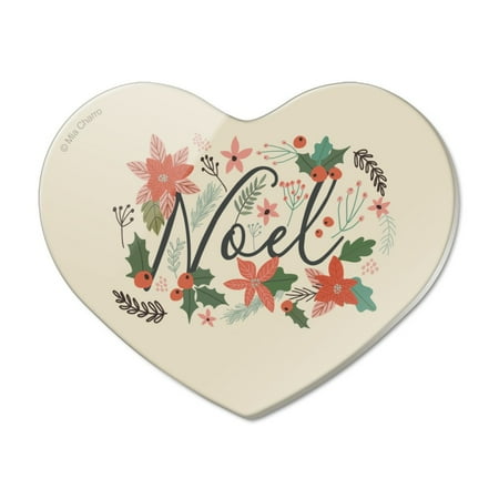 

Noel Christmas Holly Poinsettias Heart Acrylic Fridge Refrigerator Magnet