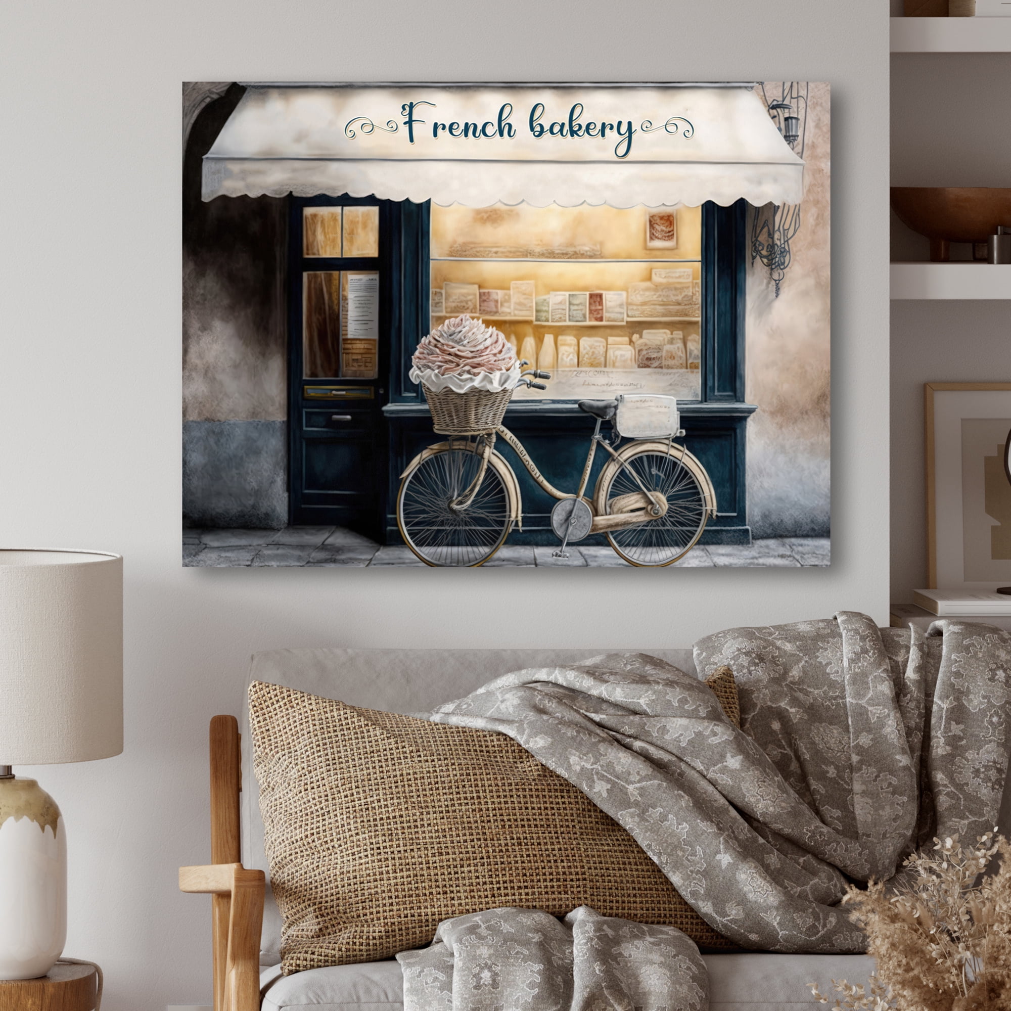 Designart Bicycle In Front A French Bakery IV Canvas Wall Art