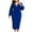 Blue, variant on Lindreshi Plus Size Dresses for Women on Women Casual Solid Loose Ruffled Hem Zipper Long Sleeve V-Neck Dress