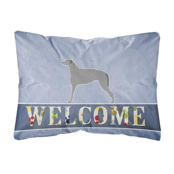Carolines Treasures BB5500PW1216 Scottish Deerhound Welcome Canvas Fabric Decorative Pillow, 12H x16W, multicolor