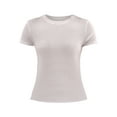 thumbnail image 5 of No Boundaries Ribbed Crewneck Tee with Short Sleeves, Women's, 5 of 5