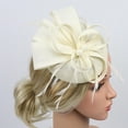 thumbnail image 6 of Race Wedding Womens Feather Pillbox Hat Fascinator Derby Party Headband Clip White, 6 of 7