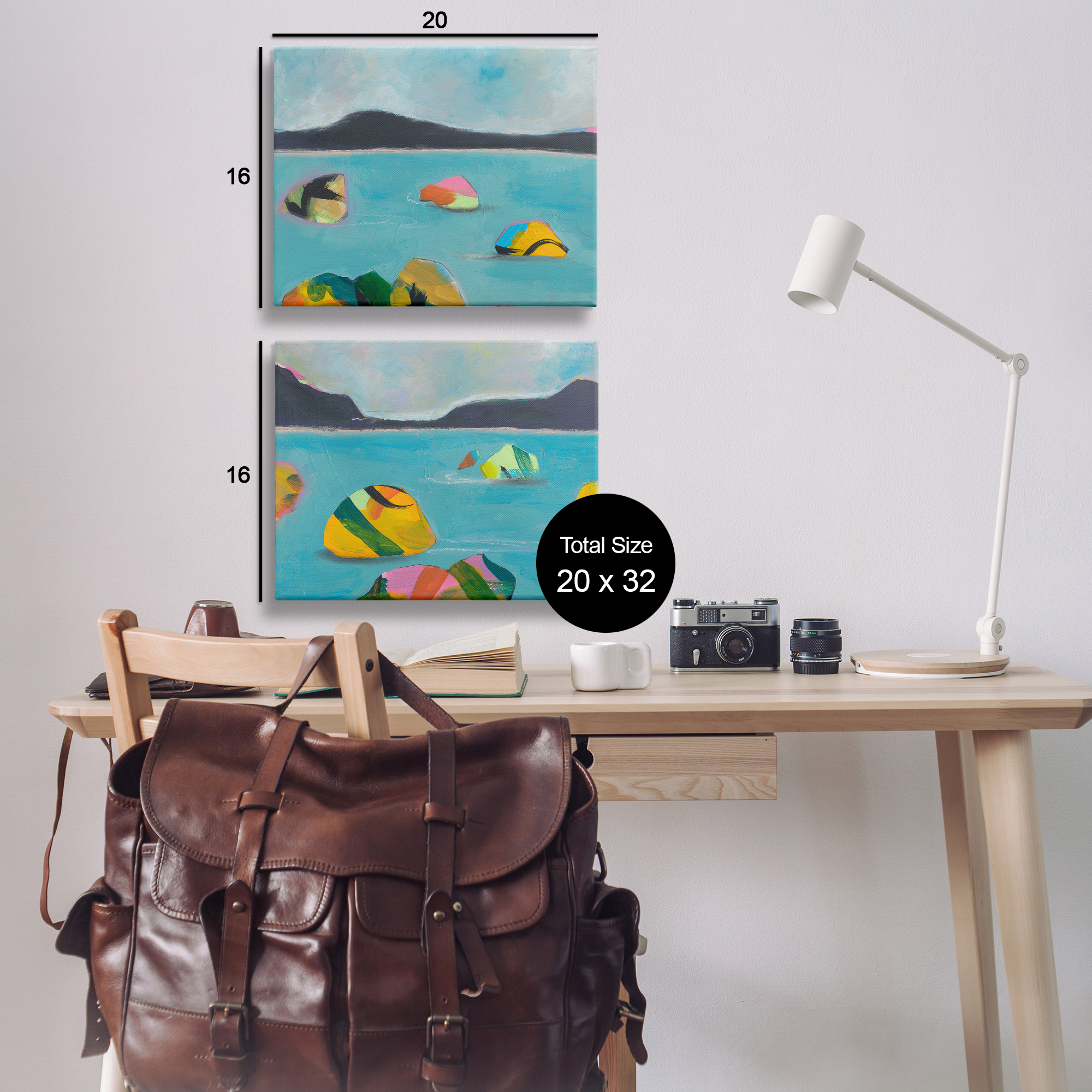 Stupell Industries Beach Buoys in Sea Nautical & Beach Painting Wrapped Canvas Art Print Wall Art, 20 x 16, Set of 2
