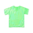 thumbnail image 6 of Zaldita Kids Girls Sparkly Metallic Shiny T-shirt Boys Short Sleeves Loose Tee Tops for Dance Performance Costume Fluorescent Green 13-14, 6 of 7
