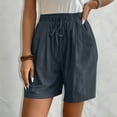 thumbnail image 4 of UAMVSH Bermuda Shorts for Women Soft Wide Leg Cotton Linen Long Shorts Basic Elastic Waist Drawstring Summer Casual Shorts, 4 of 7