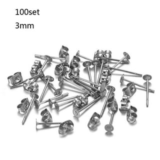 450PCS Earring Posts Stainless Steel Flat Pad,Hypoallergenic Stud
