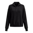 thumbnail image 5 of Sweaters for Women Soft Warm Quarter Zip Sweater Casual Loose Long Sleeve Pullover Tops Fall Winter Clothing Black S, 5 of 7