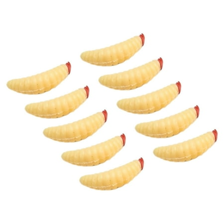 50Pcs Maggot Soft Bait 2Cm 0.3G Grub Lure Smell Worms Glow Shrimps Fishing Bread Beige